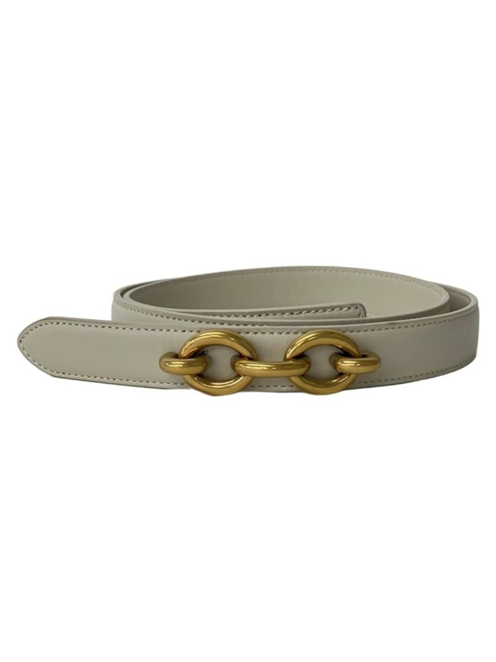 Saint Laurent Paris Belt Maillon White Gold Leather